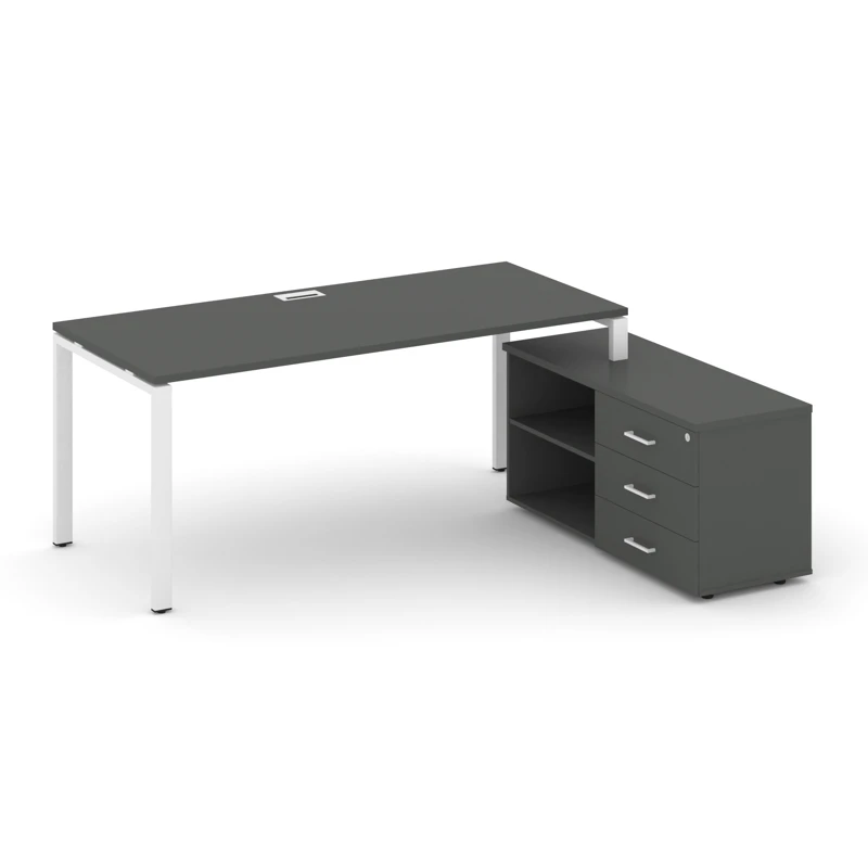 Стол руководителя на металлокаркасе (П-60x30 белый) с тумбой правый Style Project Direct SN-6P.SRG-023.M(R)