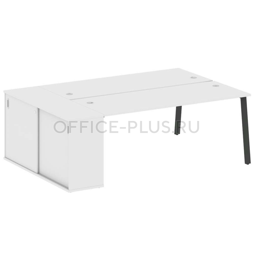 Рабочая станция 2 места Metal System Style на металлокаркасе с опорным шкафом-купе БА.РС-СШК-1.5