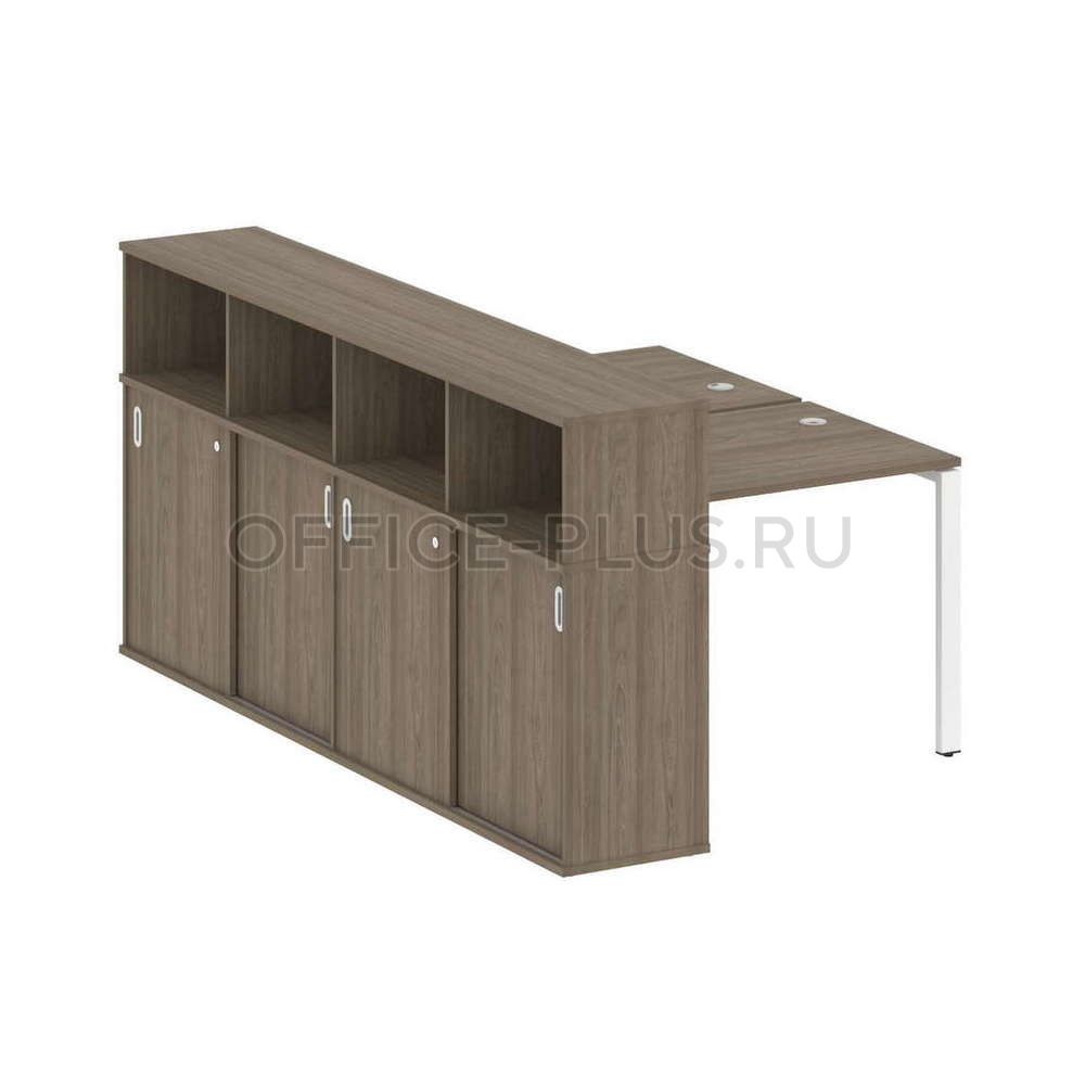 Рабочая станция 2 места Metal System Style на металлокаркасе с опорным шкафом-купе БП.РС-СШК-4.1