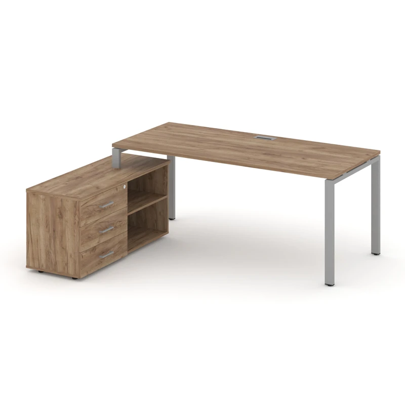 Стол руководителя на металлокаркасе (П-60x30 серый) с тумбой левый STYLE PROJECT DIRECT SN-6P.SRG-013.M(L)