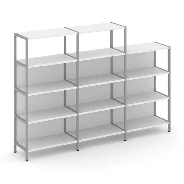 Трехсекционный стеллаж четырех/трехярусный Shelf System (металл серый) SN.STM-432