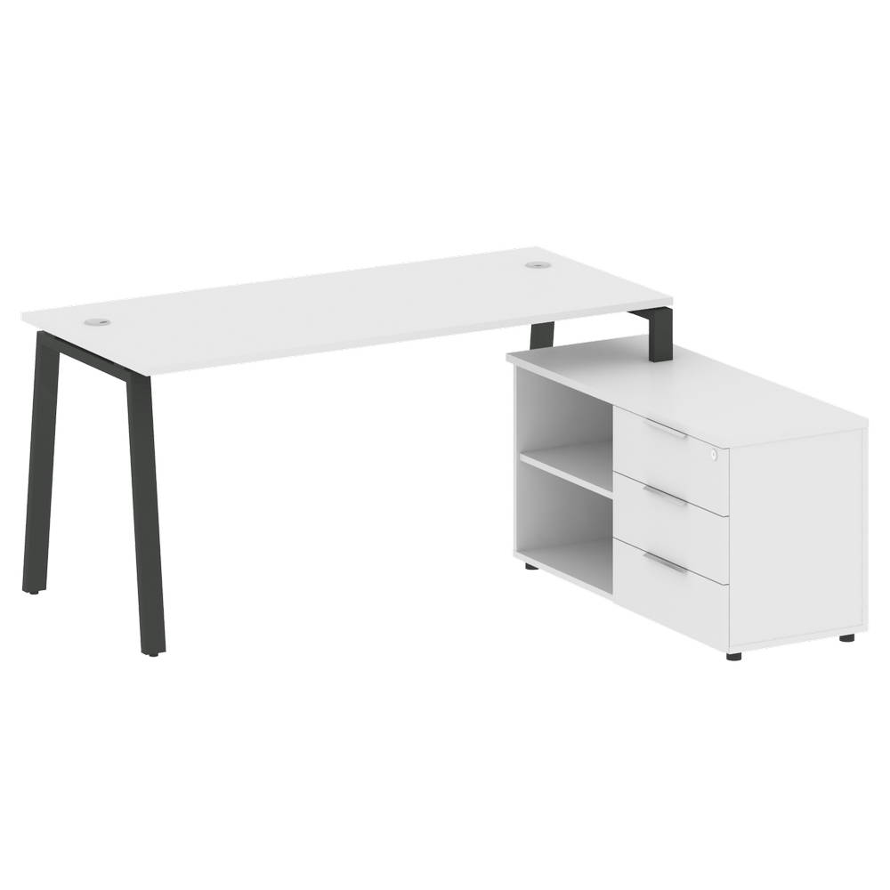 Стол рабочий Metal System Style на металлокаркасе с опорной тумбой БА.РС-СТС-2.4 Пр