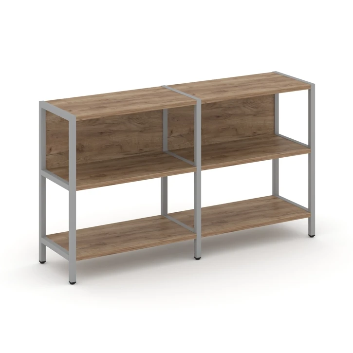 Двухсекционный стеллаж двухярусный Shelf System (металл серый) SN.STM-221