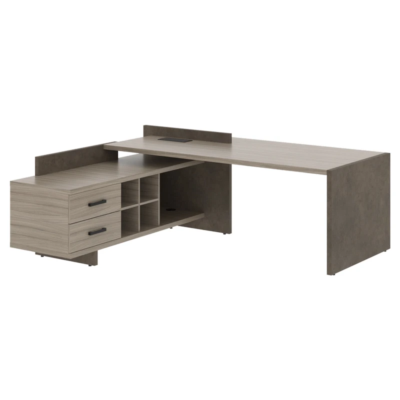 Стол руководителя на опорной тумбе левый Wood&Stone СФ-531201