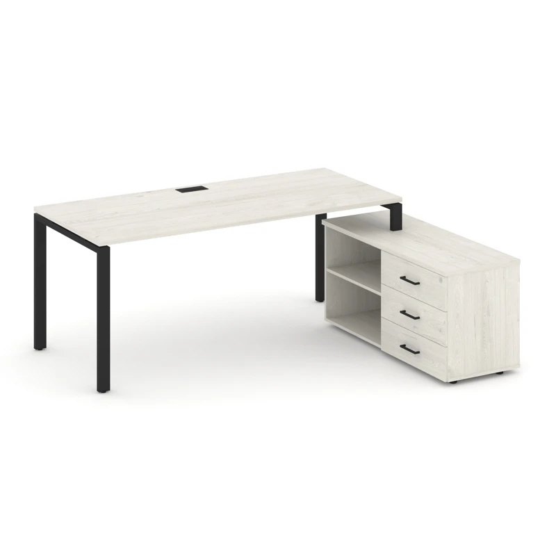 Стол руководителя на металлокаркасе (П-60x30 черный) с тумбой правый STYLE PROJECT DIRECT SN-6P.SRG-015.M(R)