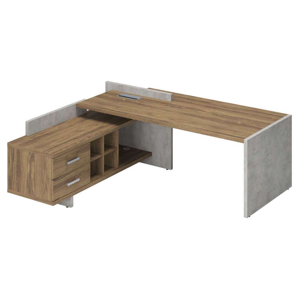 Стол для руководителя на опорной тумбе Wood&Stone левый (10 уп) СФ-531211