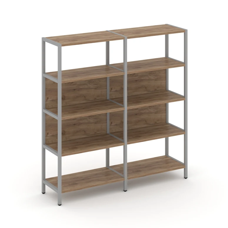 Двухсекционный стеллаж четырехярусный Shelf System (металл серый) SN.STM-421