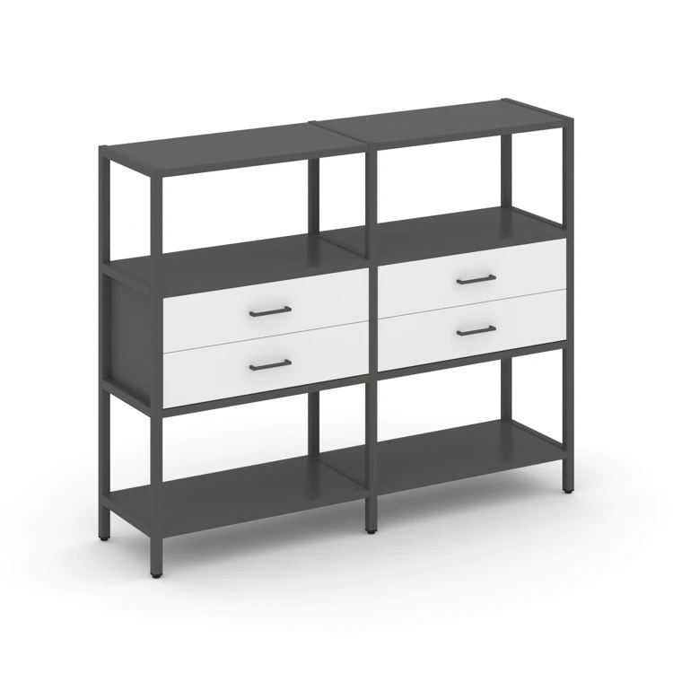 Двухсекционный стеллаж трехярусный с ящиками SHELF SYSTEM (металл антрацит) SN.STM-322