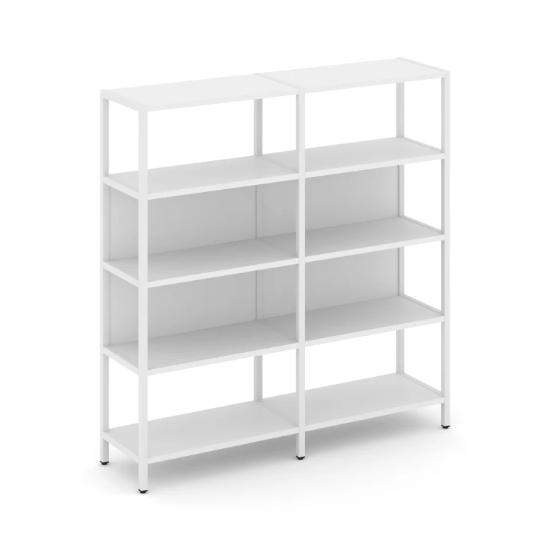 Двухсекционный стеллаж четырехярусный Shelf System (металл белый) SN.STM-421