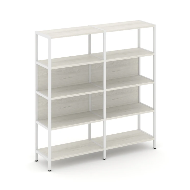 Двухсекционный стеллаж четырехярусный Shelf System (металл белый) SN.STM-421