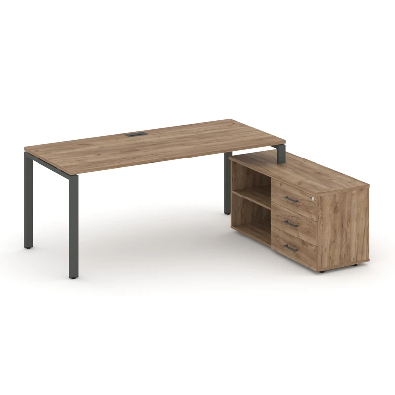 Стол руководителя на металлокаркасе (П-60x30 антрацит) с тумбой правый Style Project Direct SN-6P.SRG-014.M(R)