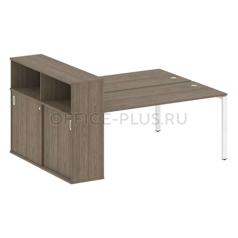 Рабочая станция 2 места Metal System Style на металлокаркасе с опорным шкафом-купе БП.РС-СШК-2.4