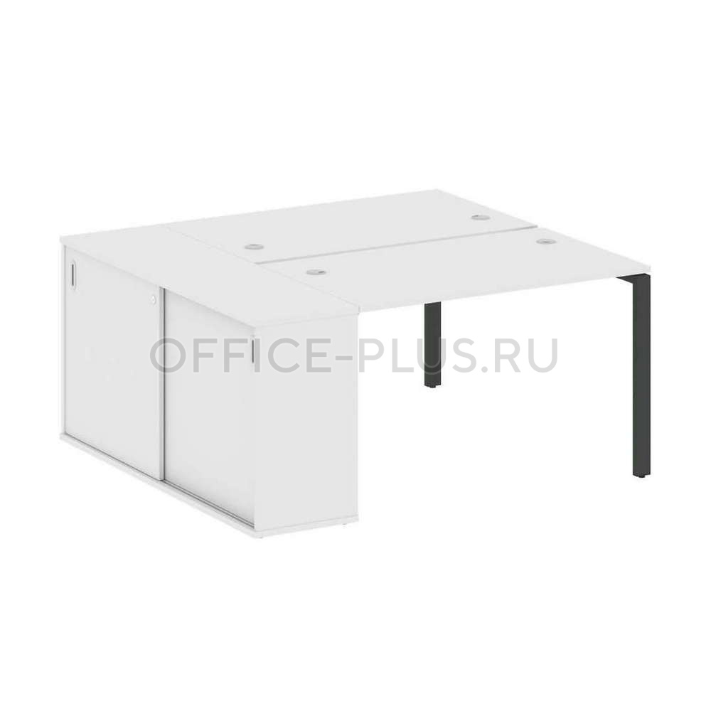 Рабочая станция 2 места Metal System Style на металлокаркасе с опорным шкафом-купе БП.РС-СШК-1.2