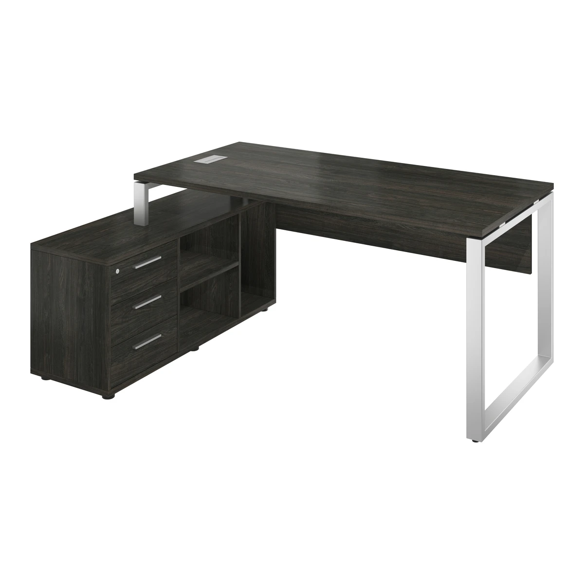 Стол руководителя на металлокаркасе с опорной тумбой, левый. Атлон АТЛ11Л