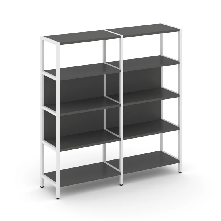 Двухсекционный стеллаж четырехярусный Shelf System (металл белый) SN.STM-421