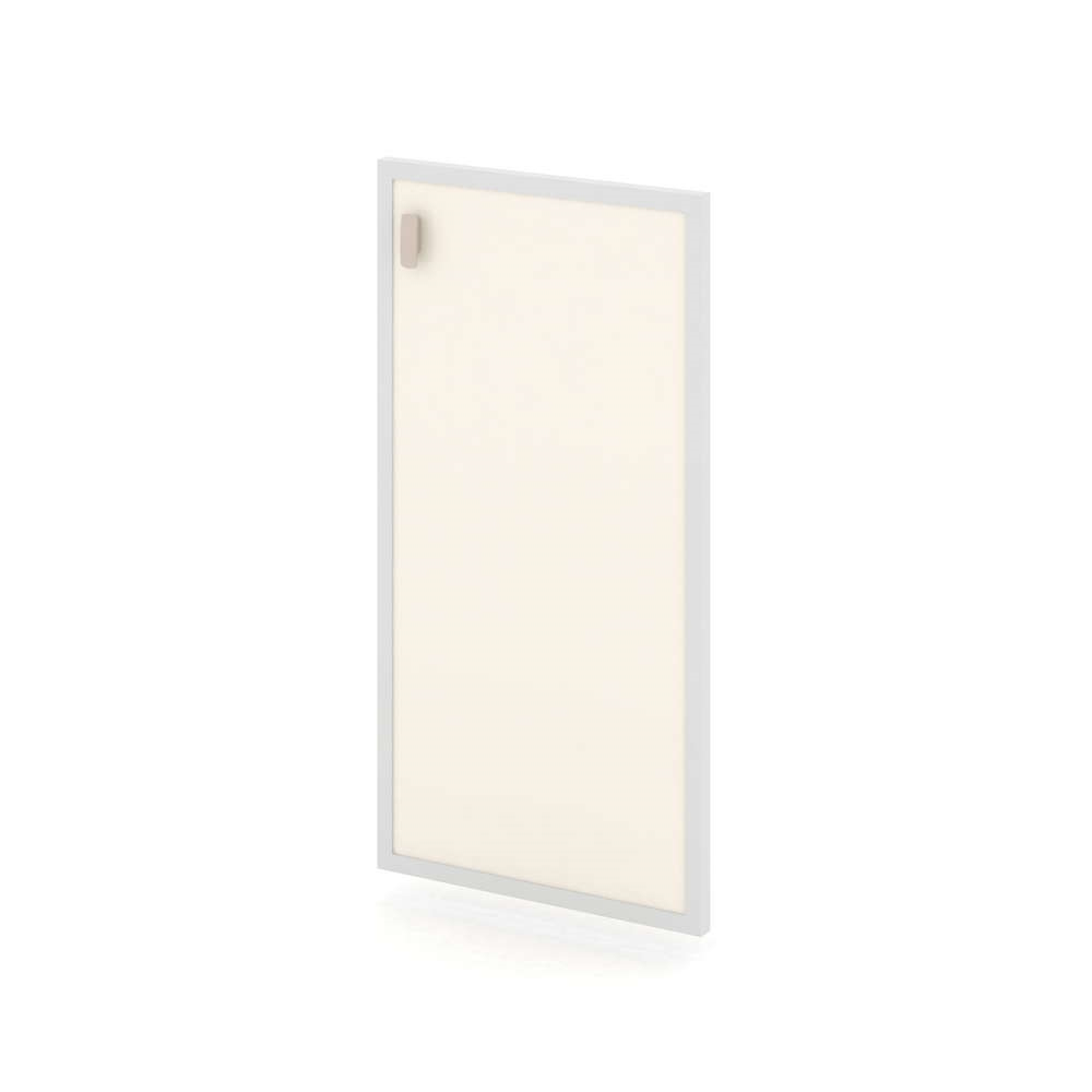 Дверь для шкафа стеклянная в раме низкая, правая (Лакобель IVORY / UMBRA) Estetica ES.SR-3(R) I/U