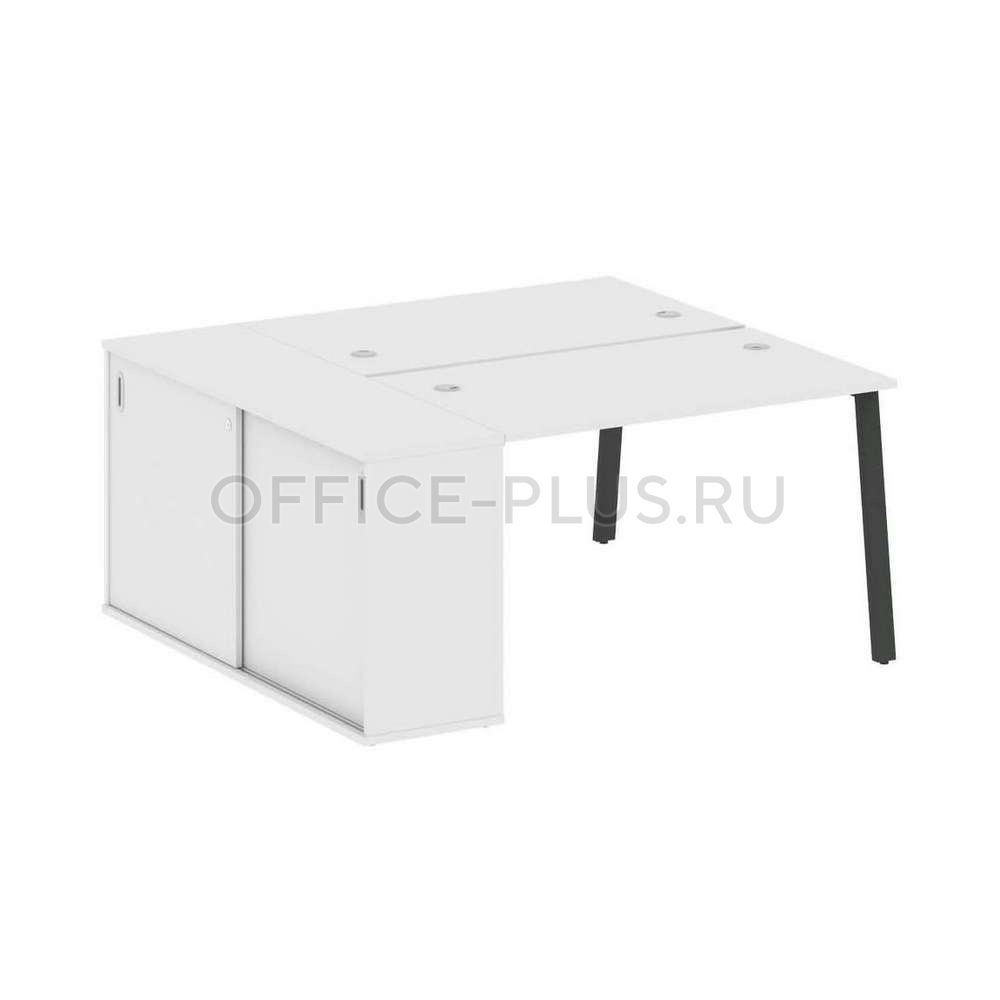 Рабочая станция 2 места Metal System Style на металлокаркасе с опорным шкафом-купе БА.РС-СШК-1.2