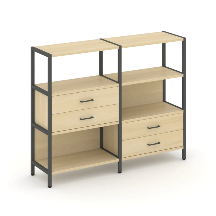 Двухсекционный стеллаж трехярусный с ящиками SHELF SYSTEM (металл антрацит) SN.STM-323