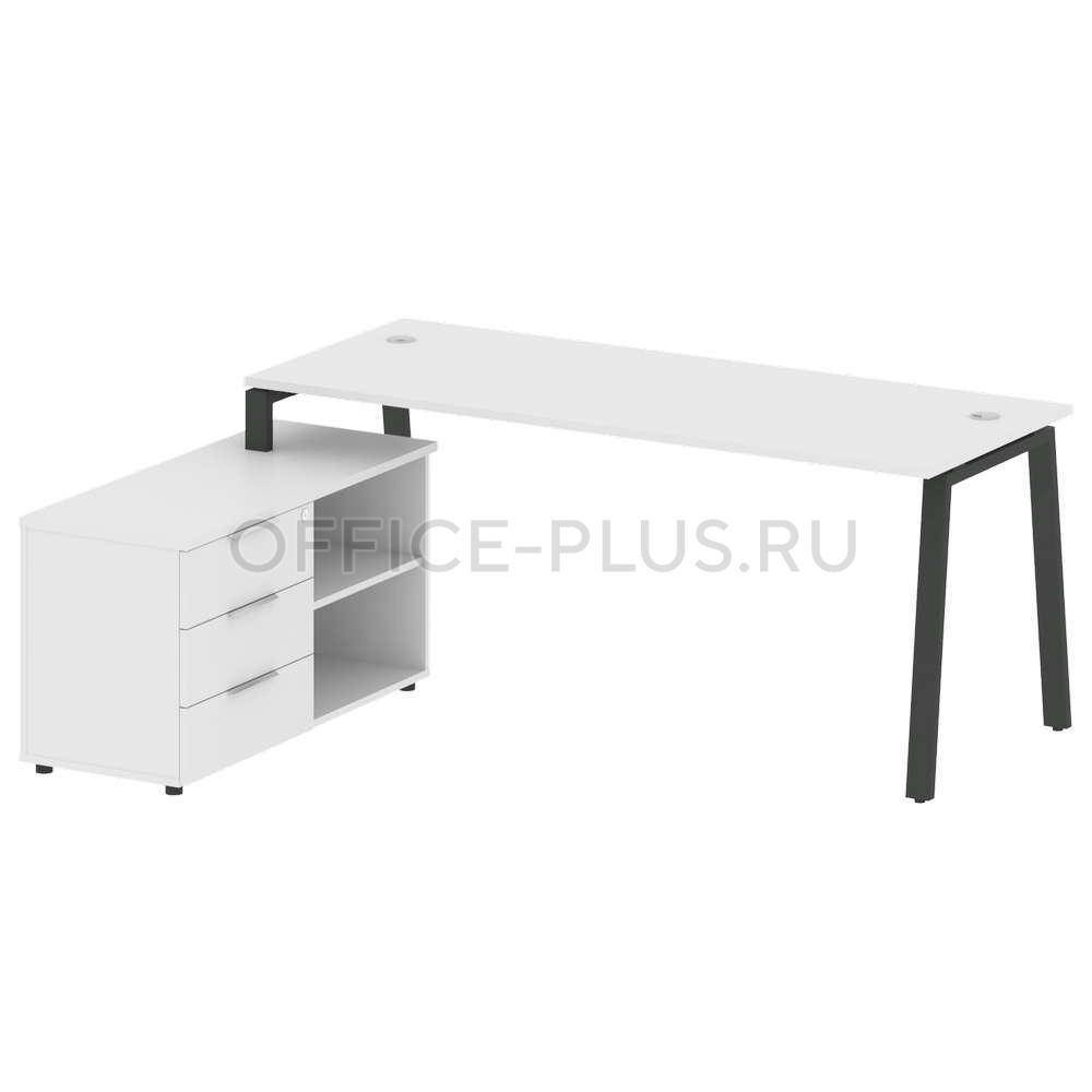 Стол рабочий Metal System Style на металлокаркасе с опорной тумбой БА.РС-СТС-2.5 Л