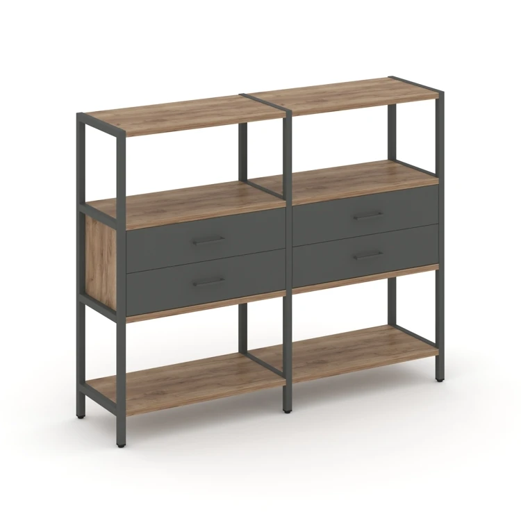 Двухсекционный стеллаж трехярусный с ящиками SHELF SYSTEM (металл антрацит) SN.STM-322