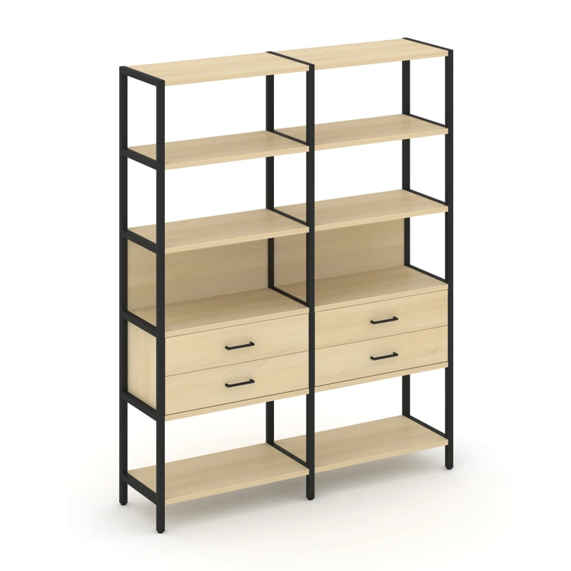 Двухсекционный стеллаж пятиярусный с ящиками SHELF SYSTEM (металл черный) SN.STM-522