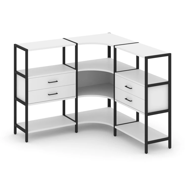 Трехсекционный угловой стеллаж трехярусный с ящиками SHELF SYSTEM (металл черный) SN.STMU-331