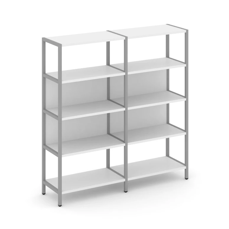 Двухсекционный стеллаж четырехярусный Shelf System (металл серый) SN.STM-421