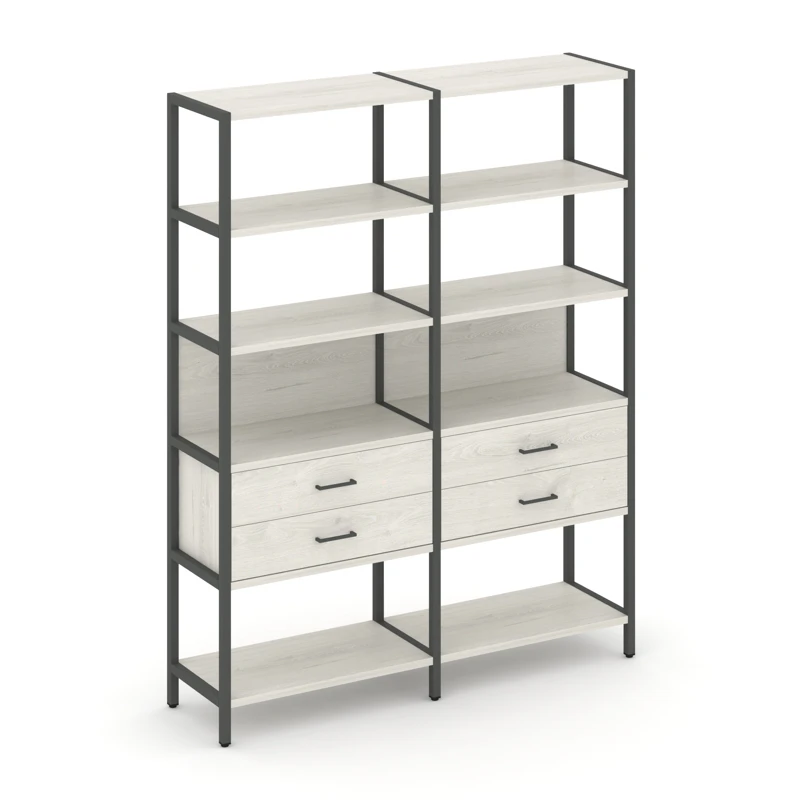 Двухсекционный стеллаж пятиярусный с ящиками SHELF SYSTEM (металл антрацит) SN.STM-522