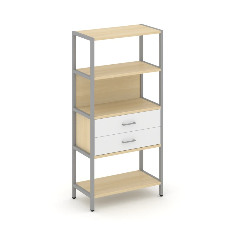 Односекционный стеллаж четырехярусный с ящиками Shelf System (металл серый) SN.STM-412