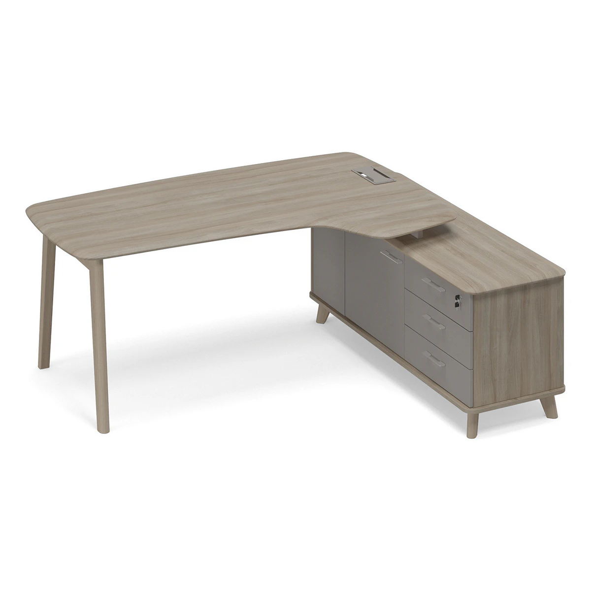 Стол эргономичный с тумбой правый (тип 4) Тайм Вуд ТМ В2 122