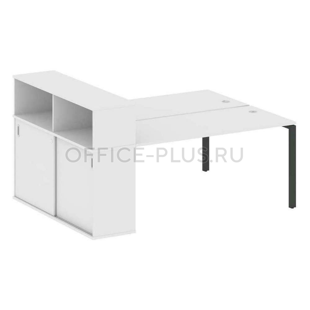 Рабочая станция 2 места Metal System Style на металлокаркасе с опорным шкафом-купе БП.РС-СШК-2.4