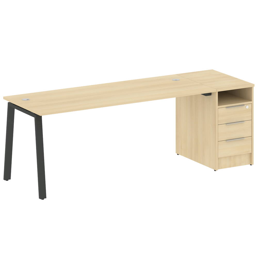 Стол рабочий Metal System Style на металлокаркасе с опорной тумбой БА.РС-СТП-1.5