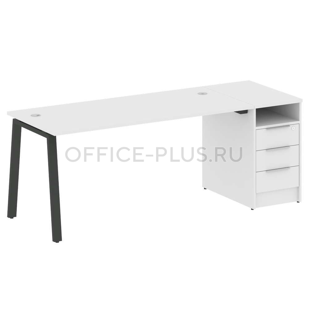 Стол рабочий Metal System Style на металлокаркасе с опорной тумбой БА.РС-СТП-1.4