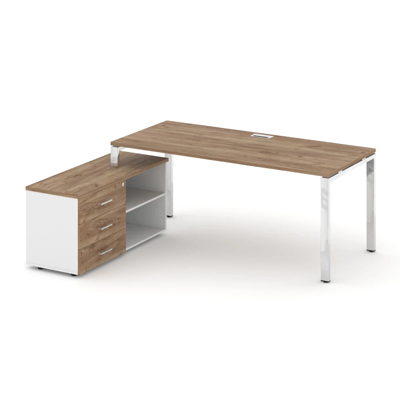 Стол руководителя на металлокаркасе (П-60x30) с тумбой левый Style Project Direct Lux M-SN-6P.SRG-025.M(L)