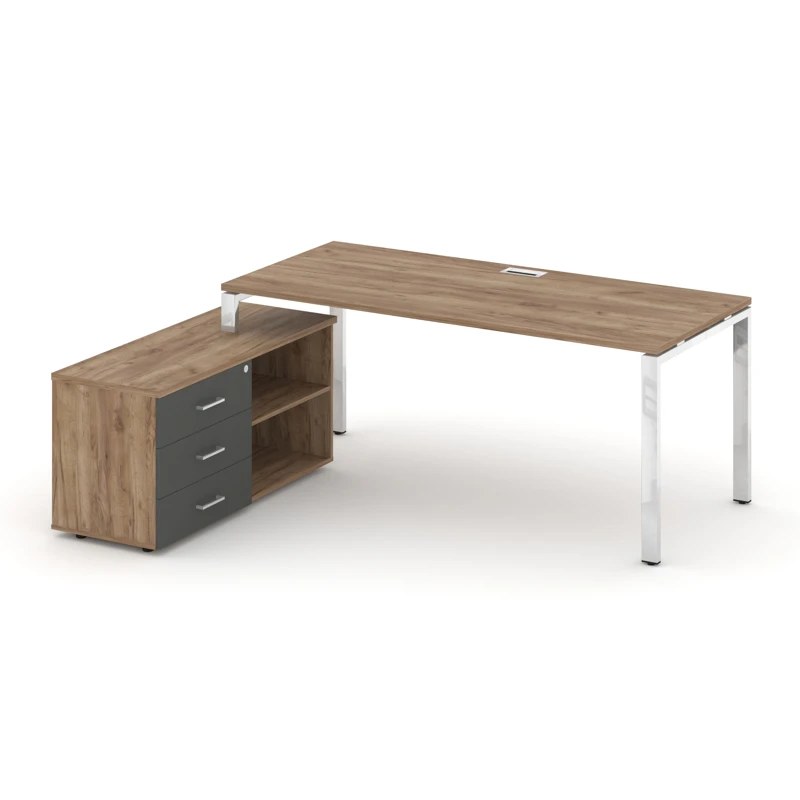 Стол руководителя на металлокаркасе (П-60x30) с тумбой левый Style Project Direct Lux M-SN-6P.SRG-013.M(L)