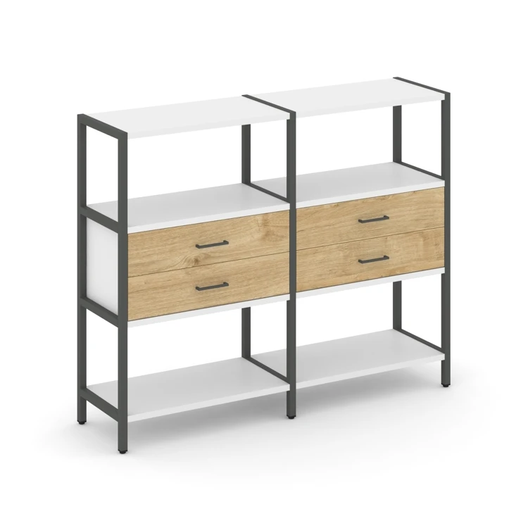 Двухсекционный стеллаж трехярусный с ящиками SHELF SYSTEM (металл антрацит) SN.STM-322