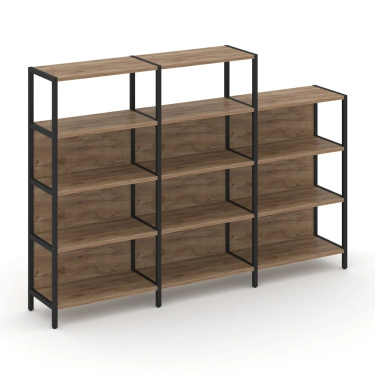Трехсекционный стеллаж четырех/трехярусный SHELF SYSTEM (металл черный) SN.STM-432