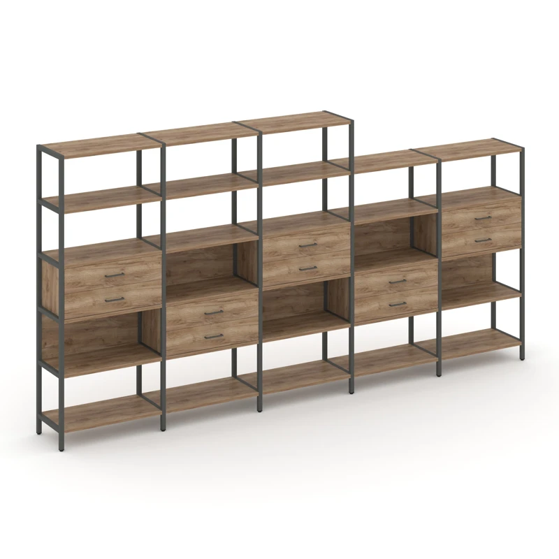 Пятисекционный стеллаж пятиярусный с ящиками SHELF SYSTEM (металл антрацит) SN.STM-551