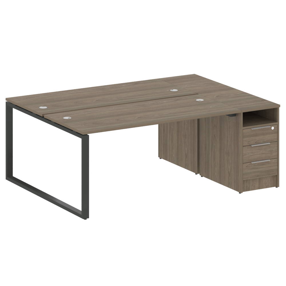 Рабочая станция 2 места Metal System Style на металлокаркасе с опорной тумбой БО.РС-СТП-2.4