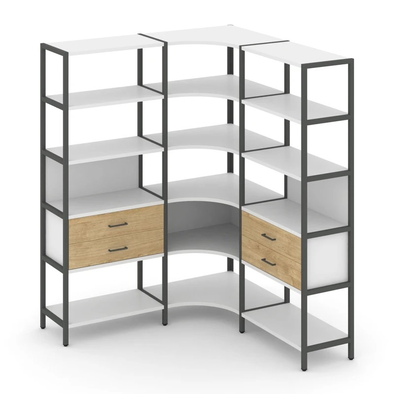 Трехсекционный угловой стеллаж пятиярусный с ящиками SHELF SYSTEM (металл антрацит) SN.STMU-531