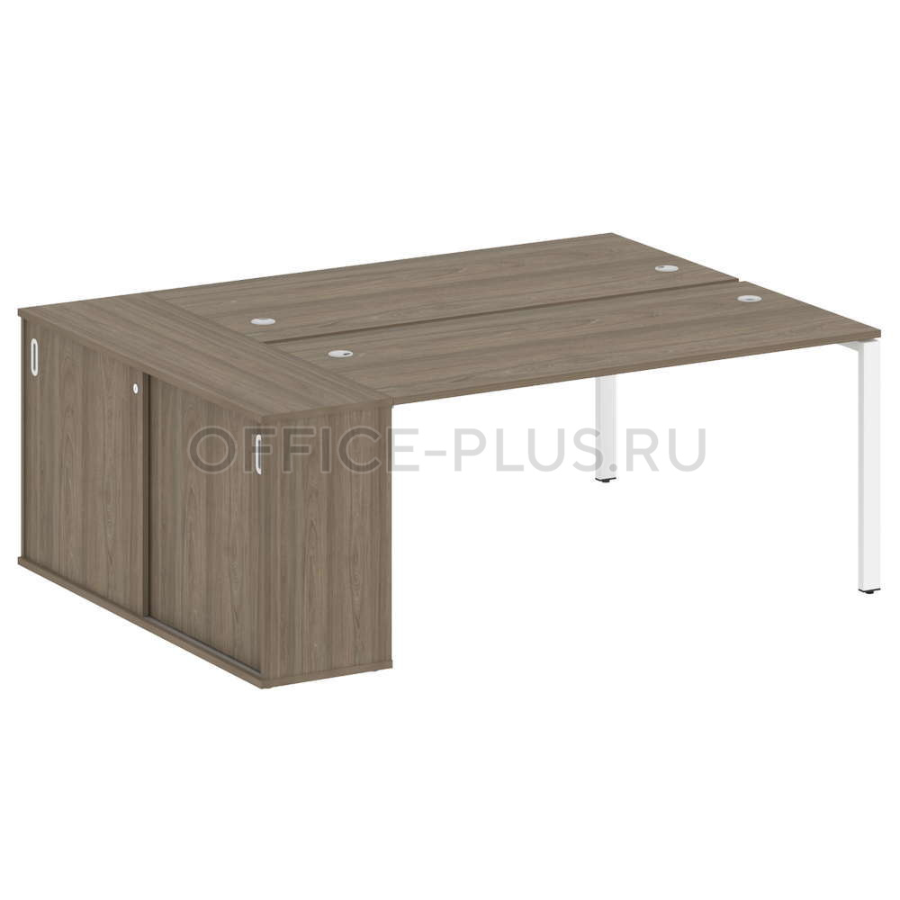 Рабочая станция 2 места Metal System Style на металлокаркасе с опорным шкафом-купе БП.РС-СШК-1.4