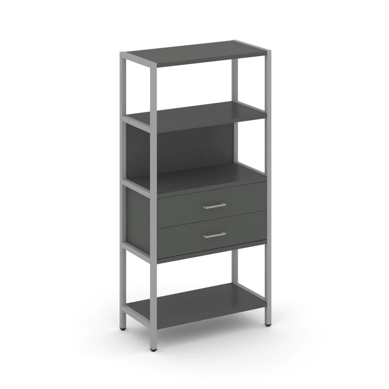 Односекционный стеллаж четырехярусный с ящиками Shelf System (металл серый) SN.STM-412