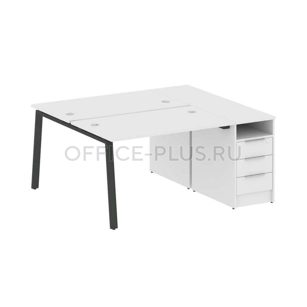 Рабочая станция 2 места Metal System Style на металлокаркасе с опорной тумбой БА.РС-СТП-2.2