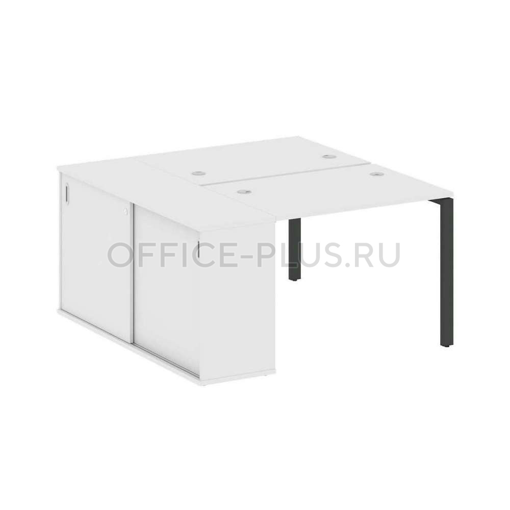 Рабочая станция 2 места Metal System Style на металлокаркасе с опорным шкафом-купе БП.РС-СШК-1.1