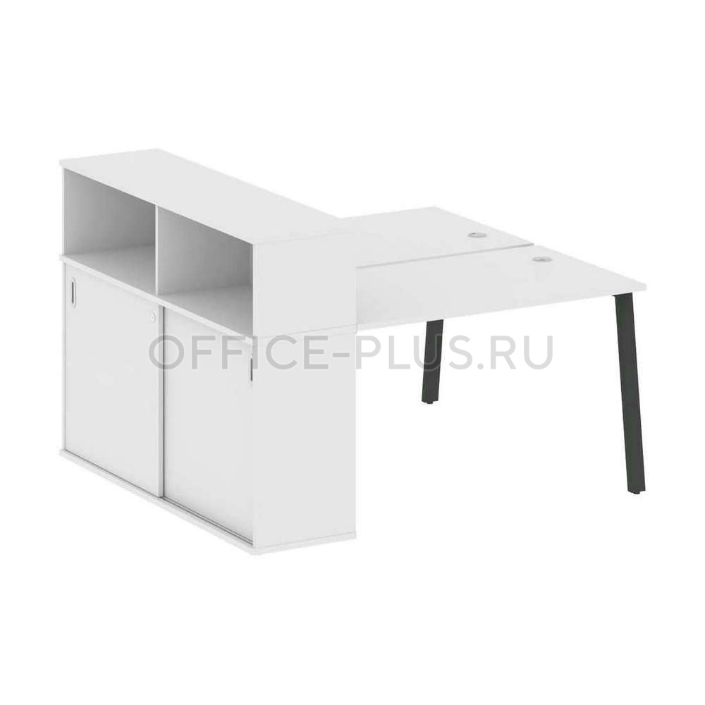 Рабочая станция 2 места Metal System Style на металлокаркасе с опорным шкафом-купе БА.РС-СШК-2.2