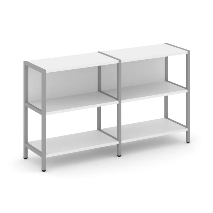 Двухсекционный стеллаж двухярусный Shelf System (металл серый) SN.STM-221