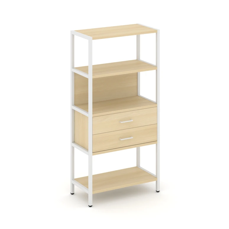 Односекционный стеллаж четырехярусный с ящиками Shelf System (металл белый) SN.STM-412