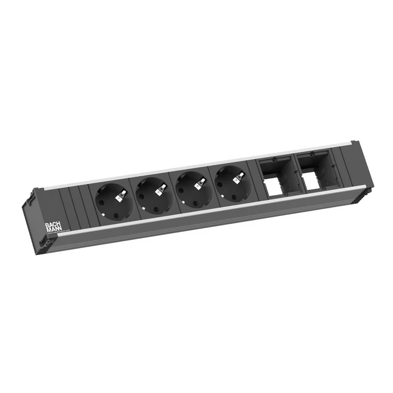 CONI large розеточный блок 4+2 ЧЕРНЫЙ/АЛЮМ 912.007