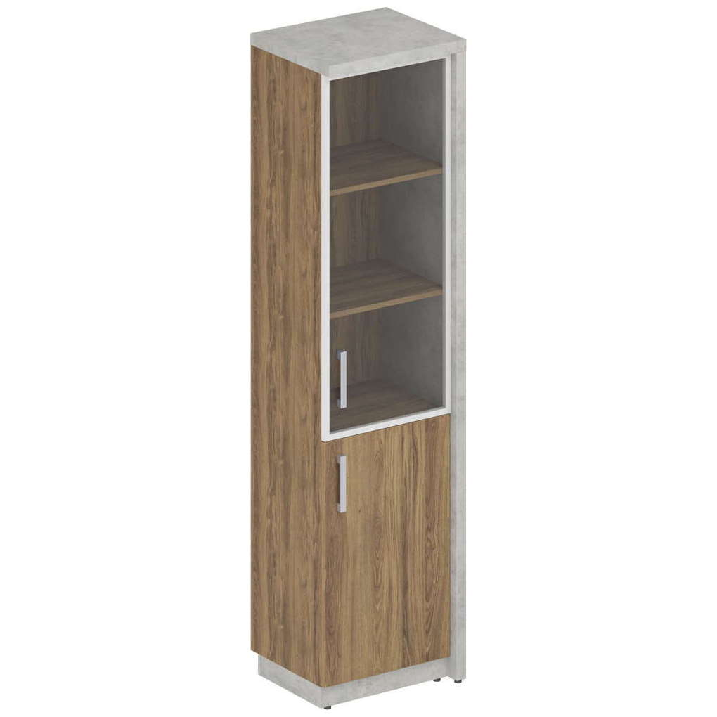 Шкаф пенал высокий для документов со стеклянной дверью Wood&Stone правый К10 СФ-534502 + СФ-535502 + СФ-535102