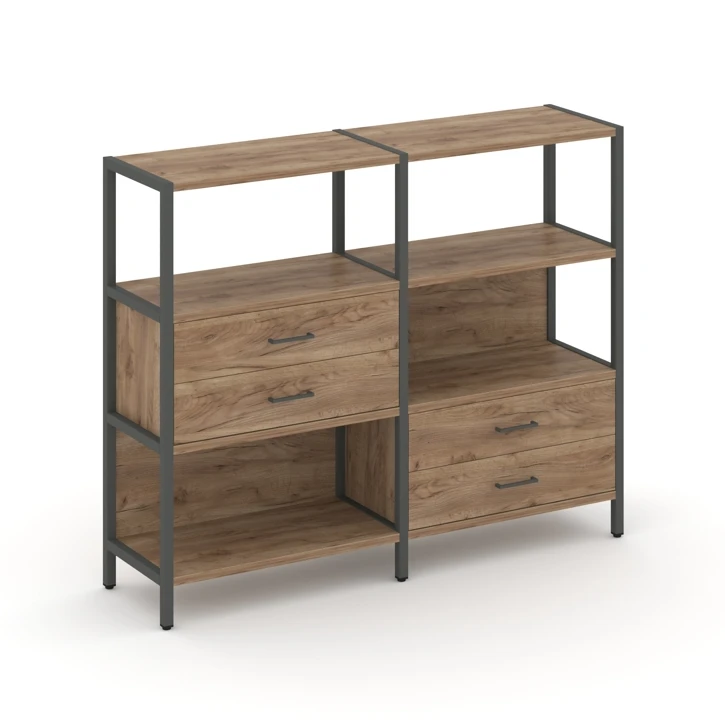 Двухсекционный стеллаж трехярусный с ящиками SHELF SYSTEM (металл антрацит) SN.STM-323